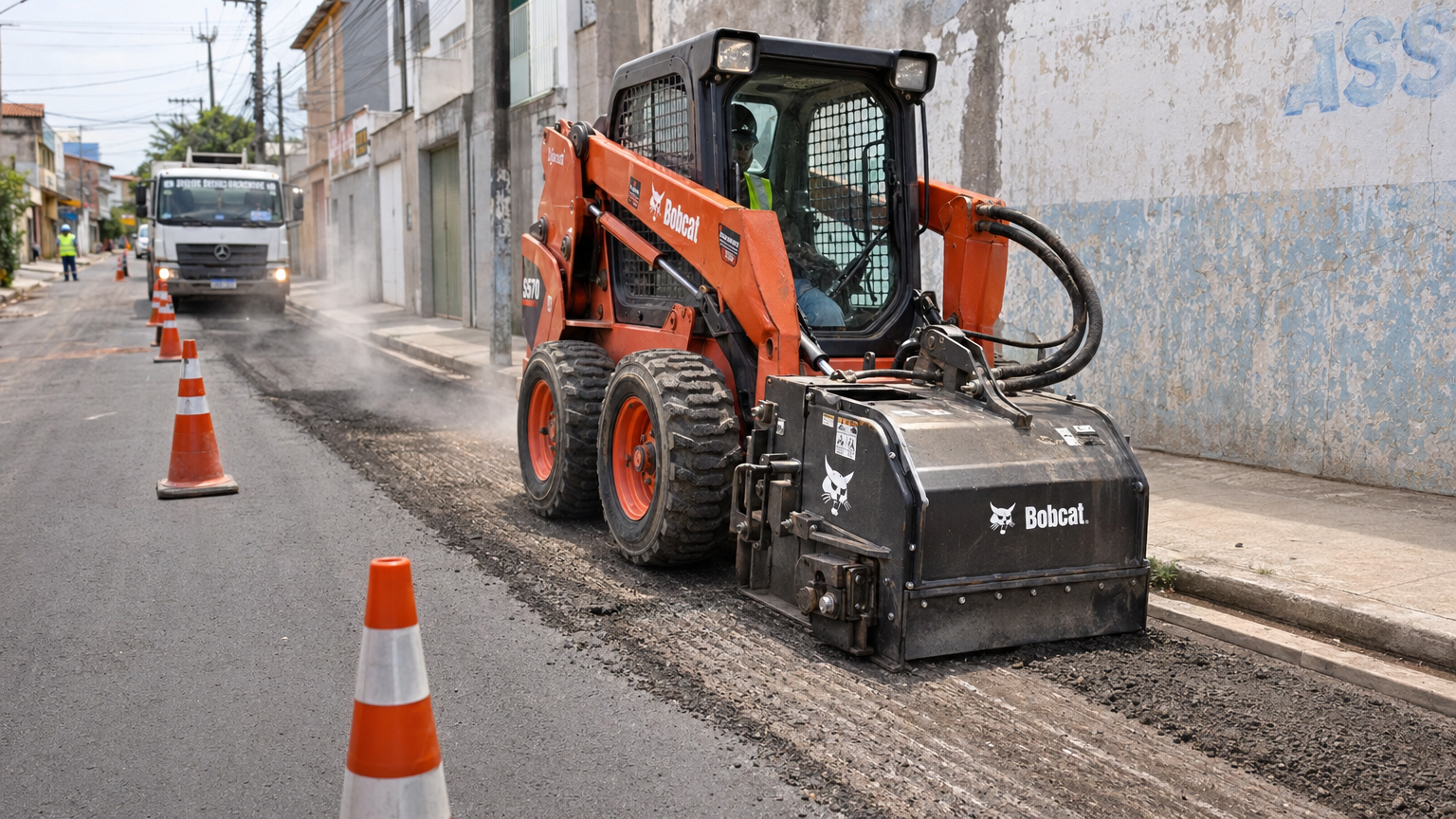 Fresadora de Asfalto Bobcat: solução cirúrgica para recapeamento